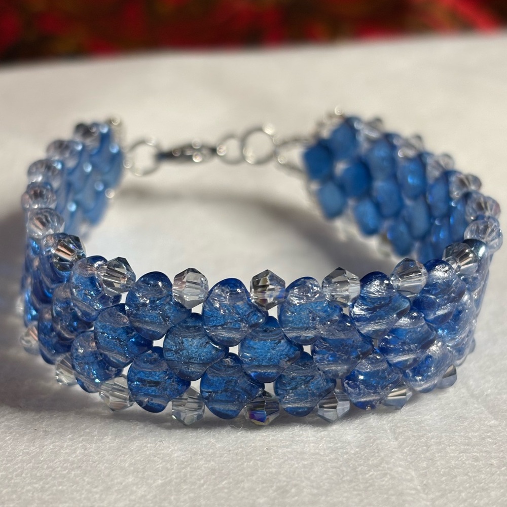 Elegant Hand Crafted Blue Ginkgo Mermaid Bracelet 7.5 inches